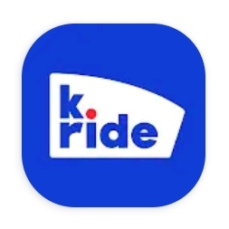 k.ride taxi app icon on a blue background